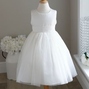 Ivory Flower Girl Dress Tulle Matte Satin Boutique Special Occasion NWT